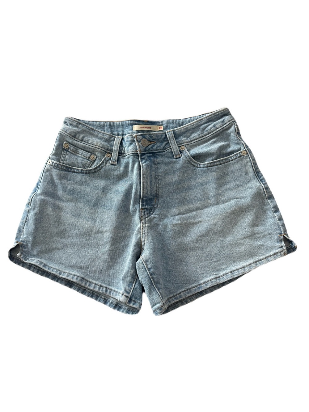 Women's Levi's A-Line Blue Denim Shorts Summer Beach Casual Size 28